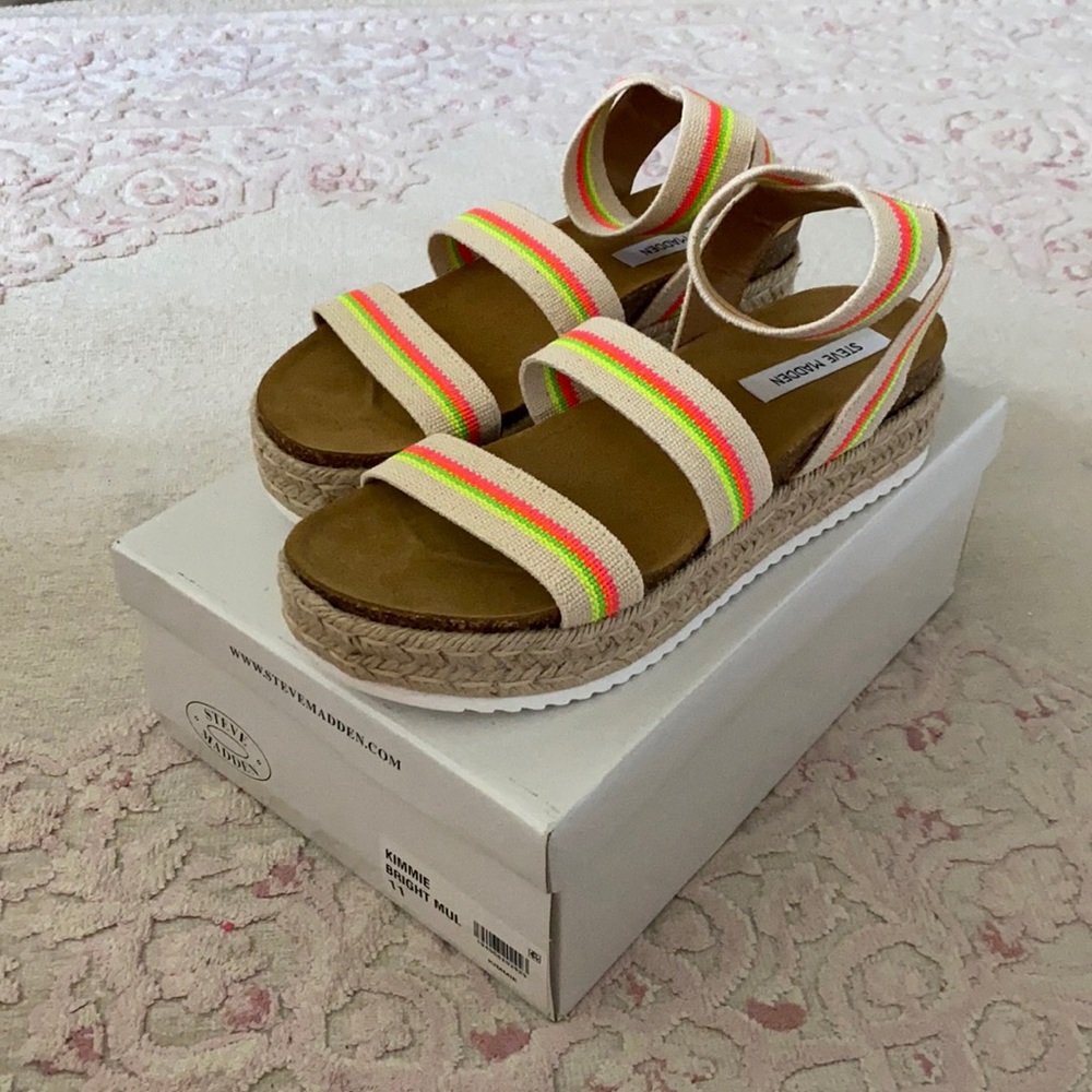 Nib Steve Madden Neon Platform Kimmie Sandal - image 1